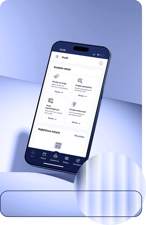 Aplikacja mobilna TwójPsycholog - ekran główny